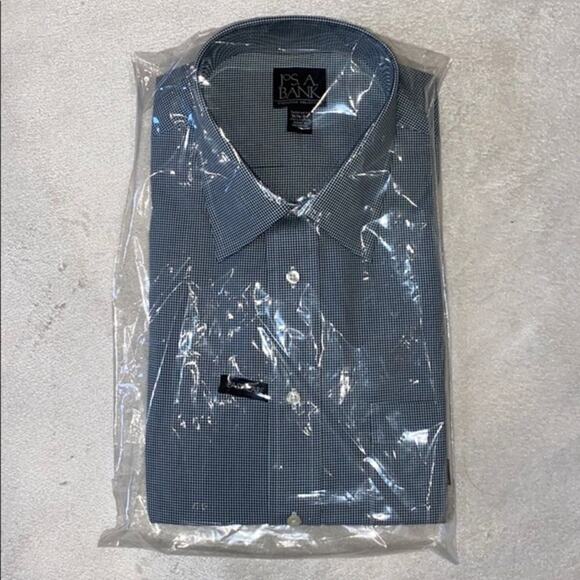 Jos. A Bank executive collection green buffalo plaid button front shirt | Sz 16 - Picture 2 of 6